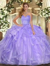 Super Lavender Sleeveless Ruffles Floor Length Quinceanera Dress
