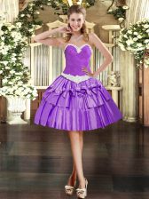Customized Sleeveless Appliques and Ruffled Layers Lace Up Prom Evening Gown