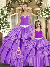  Sweetheart Sleeveless Lace Up Ball Gown Prom Dress Eggplant Purple Organza