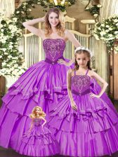 Sumptuous Sleeveless Ruffled Layers Lace Up 15 Quinceanera Dress