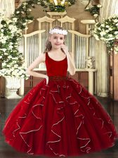 Customized Organza Sleeveless Floor Length Winning Pageant Gowns and Beading and Ruffles