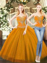  Ball Gowns 15 Quinceanera Dress Orange Red Sweetheart Tulle Sleeveless Floor Length Lace Up