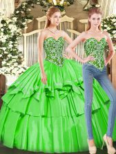 Latest Floor Length Quinceanera Gown Tulle Sleeveless Ruffled Layers