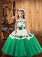 Great Ball Gowns Child Pageant Dress Turquoise Straps Organza Sleeveless Floor Length Lace Up