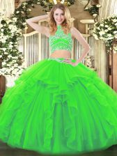 Colorful Sleeveless Tulle Backless Sweet 16 Dresses for Military Ball and Sweet 16 and Quinceanera
