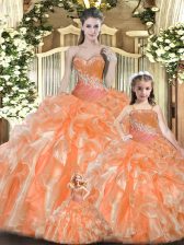 Delicate Sweetheart Sleeveless Tulle Vestidos de Quinceanera Beading and Ruffles Lace Up