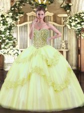 Fabulous Sweetheart Sleeveless Tulle Vestidos de Quinceanera Beading and Appliques Lace Up