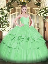 Inexpensive Sweetheart Sleeveless Taffeta Quinceanera Dresses Beading and Ruffled Layers Lace Up