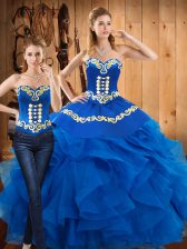 Enchanting Sleeveless Lace Up Floor Length Embroidery and Ruffles Ball Gown Prom Dress