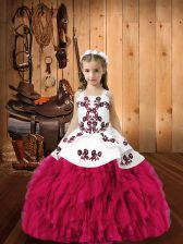  Sleeveless Embroidery and Ruffles Lace Up Little Girls Pageant Dress Wholesale
