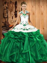  Floor Length Ball Gowns Sleeveless Green Vestidos de Quinceanera Lace Up