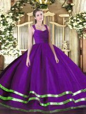  Floor Length Purple Sweet 16 Quinceanera Dress Straps Sleeveless Zipper