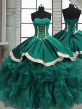  Organza Sleeveless Floor Length Sweet 16 Quinceanera Dress and Beading and Ruffles