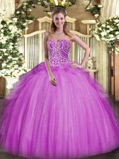 Classical Sweetheart Sleeveless Organza Sweet 16 Dresses Beading and Ruffles Lace Up