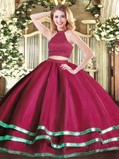  Fuchsia High-neck Backless Beading Quinceanera Gown Sleeveless