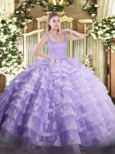  Floor Length Ball Gowns Sleeveless Lavender Quinceanera Dresses Zipper