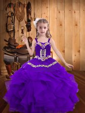  Sleeveless Embroidery and Ruffles Lace Up Little Girls Pageant Dress Wholesale
