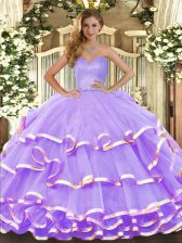  Organza Sweetheart Sleeveless Lace Up Ruffled Layers Quinceanera Dress in Lavender