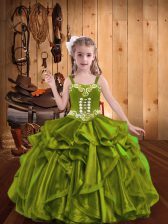 Stylish Sleeveless Embroidery and Ruffles Lace Up Pageant Dress for Girls