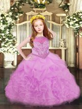 Best Scoop Sleeveless Zipper High School Pageant Dress Lilac Organza