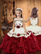  Organza Sleeveless Floor Length Pageant Dress Wholesale and Embroidery and Ruffles