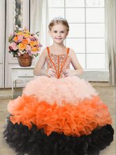 New Style Sleeveless Beading and Ruffles Lace Up Pageant Dress for Teens