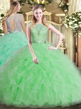 Extravagant Sleeveless Backless Floor Length Beading and Ruffles Quinceanera Gowns