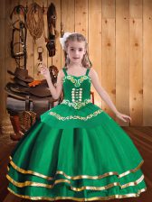  Floor Length Ball Gowns Sleeveless Green Girls Pageant Dresses Lace Up