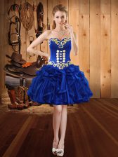 Nice Royal Blue Sleeveless Organza Lace Up Prom Dresses for Prom and Party