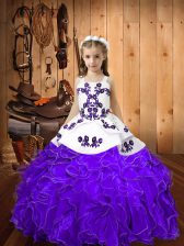 Lovely Sleeveless Embroidery and Ruffles Lace Up Pageant Gowns
