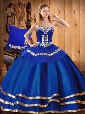  Blue Sweetheart Neckline Embroidery Sweet 16 Dresses Sleeveless Lace Up
