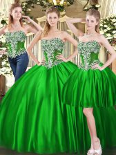  Green Sweetheart Lace Up Beading 15 Quinceanera Dress Sleeveless