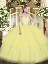 Fantastic Sweetheart Sleeveless Lace Up 15 Quinceanera Dress Light Yellow Organza