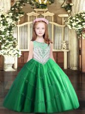  Floor Length Green Little Girls Pageant Dress Scoop Sleeveless Zipper