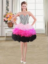Fancy Sweetheart Sleeveless Lace Up Prom Dresses Multi-color Organza