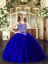  Tulle Sleeveless Floor Length Child Pageant Dress and Beading