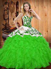 Dynamic Sleeveless Satin and Organza Lace Up 15th Birthday Dress for Military Ball and Sweet 16 and Quinceanera