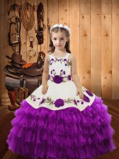  Lace High School Pageant Dress Eggplant Purple Lace Up Sleeveless