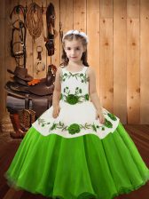 Ball Gowns Organza Straps Sleeveless Embroidery Floor Length Lace Up Custom Made Pageant Dress