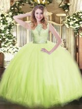 Sumptuous Tulle Sleeveless Floor Length Quinceanera Gowns and Lace