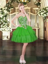  Ball Gowns Prom Party Dress Green Sweetheart Organza Sleeveless Mini Length Lace Up