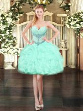  Apple Green Sweetheart Lace Up Beading and Ruffles Prom Party Dress Sleeveless