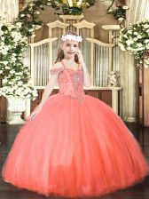  Off The Shoulder Sleeveless Tulle Winning Pageant Gowns Beading Lace Up