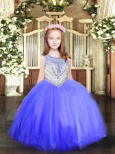  Floor Length Ball Gowns Sleeveless Baby Blue Little Girls Pageant Dress Wholesale Zipper