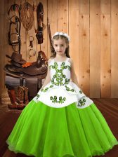 Beauteous Yellow Green Pageant Gowns Sweet 16 and Quinceanera with Embroidery Straps Sleeveless Lace Up