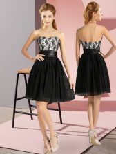 Artistic Chiffon Sleeveless Mini Length Prom Party Dress and Lace