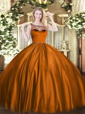 Sumptuous Ball Gowns Sweet 16 Dresses Brown Scoop Satin Sleeveless Floor Length Zipper