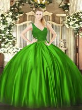  Floor Length Ball Gowns Sleeveless Green 15th Birthday Dress Backless