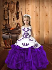  Straps Sleeveless Lace Up Kids Pageant Dress Eggplant Purple Organza