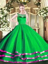 Fabulous Green Zipper Scoop Beading and Ruffled Layers Quinceanera Dresses Organza Sleeveless